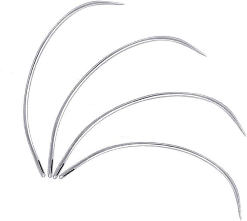 PETCTN 4 Pcs Silver Curved Leather Sewing Needles, Heavy Duty, Set for Weaving, Crafts & Repairing - Image 2